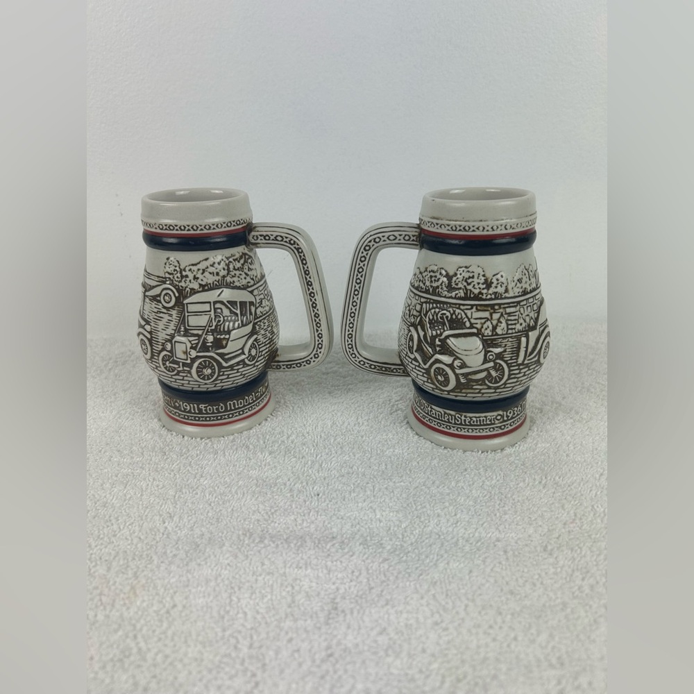 Set of 2 VTG '1982' Avon Ceramarte Beer Steins - handcrafted in Brazil